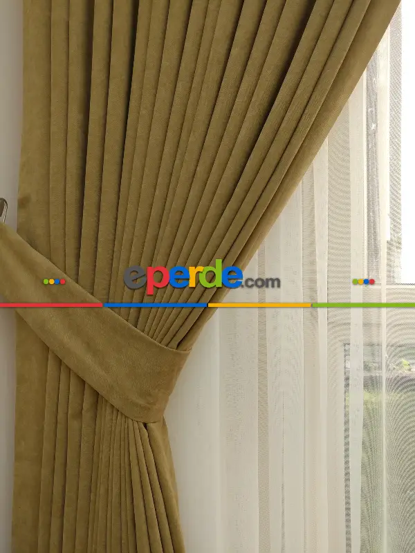 Açık Vizon Düz Sade Mutfak Fon Perde Yan Kanat Perdesi- Açık Vizon