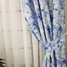 Ikat Desenli Fon Perde Evm1508 Kumaşı Kalındır Duck Bezi Değildir- Mavi