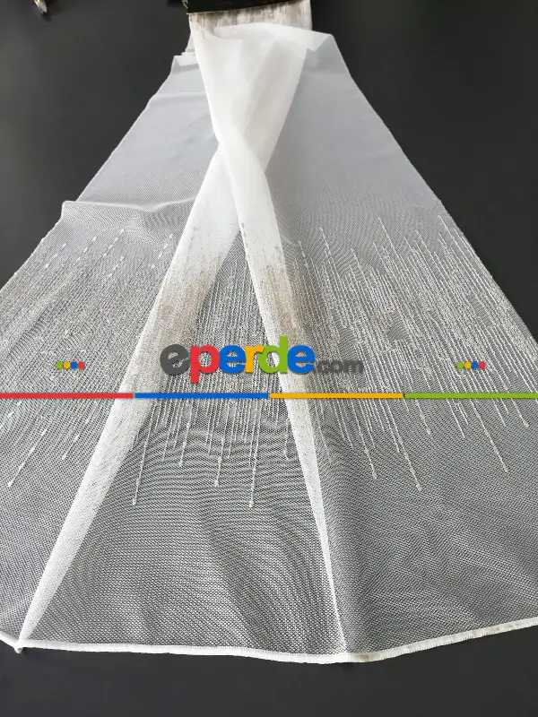 Br Kraliçe Tfs İşlemeli Brode Tül Perde - Pudra-bej