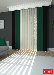 Brillant Akıllı Tül Siyah-yeşil Perde Tül Dikey Zebra Perde Düz 1. Kalite