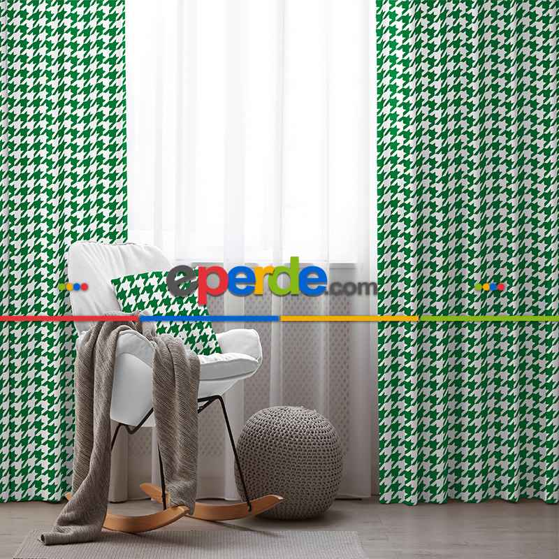 Yeşil Fon Perde Evim1621-4 Kumaşı Kalındır Duck Bezi Değildir