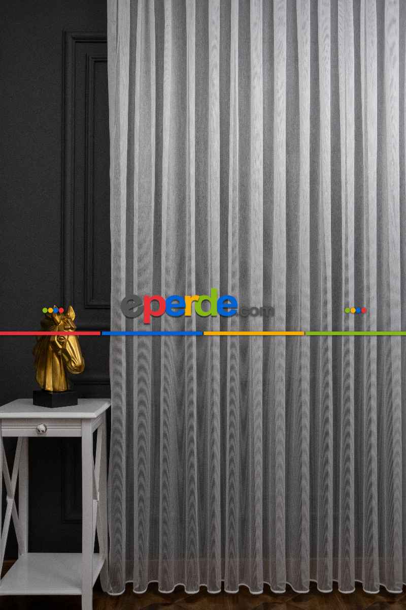 Salon Tül - Ekru Monaliza Dökümlü Tül - İtinalı Dikiş - Amerikan Pile - Kurşunlu Tül