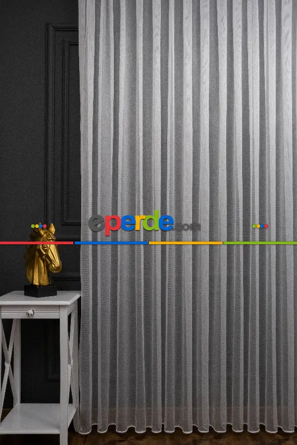 Yatak Odası - Ekru Monaliza Dökümlü Tül - İtinalı Dikiş - Amerikan Pile - Kurşunlu Tül