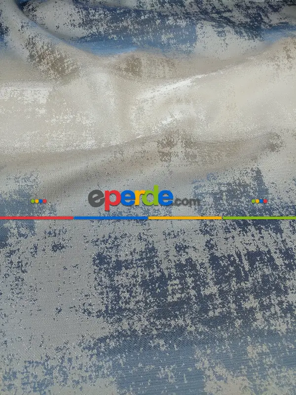 PatineDesenli Buzlu Renk Geçişli Jakar Desenli Salon Fon Perdesi - Turkuaz - Vizon - Bej- Lacivert-bej-vizon Rengi-kahve