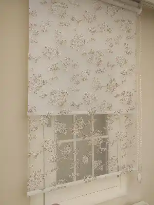 Mutfak Tül Stor Perde - Çiftli Sistem- Açık Vizon