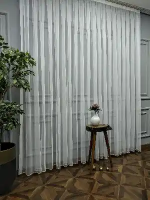 Hazır Ürün Düz Grek Tül Perde %25 Ekstra İndirimli 1/3 Pile Seçeneği- Ekru 150cm X 260cm 