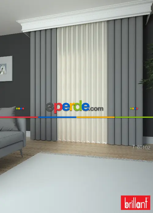 Brillant Akıllı Tül Perde Gri Renkli Tül Dikey Zebra Perde Düz 1. Kalite