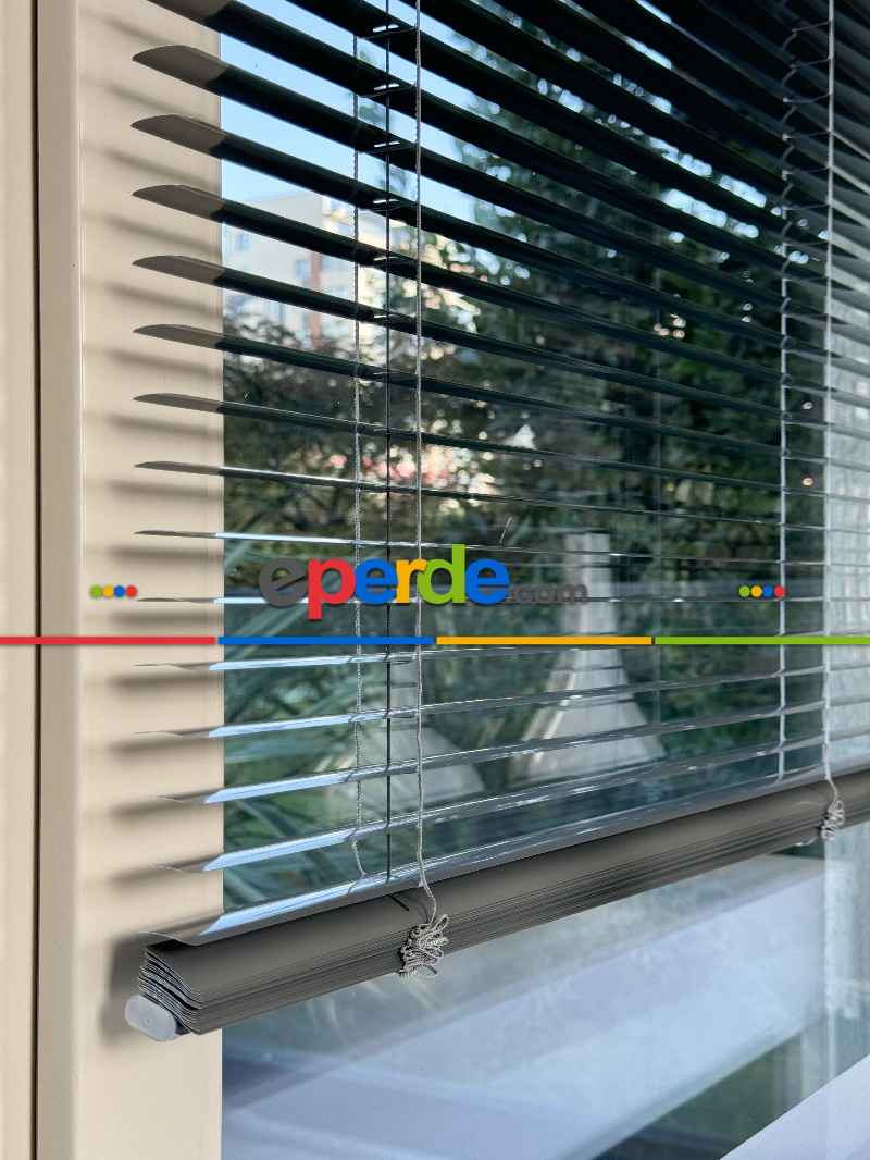 Koyu Gri Antrasit Alüminyum Jaluzi Perde - 25mm