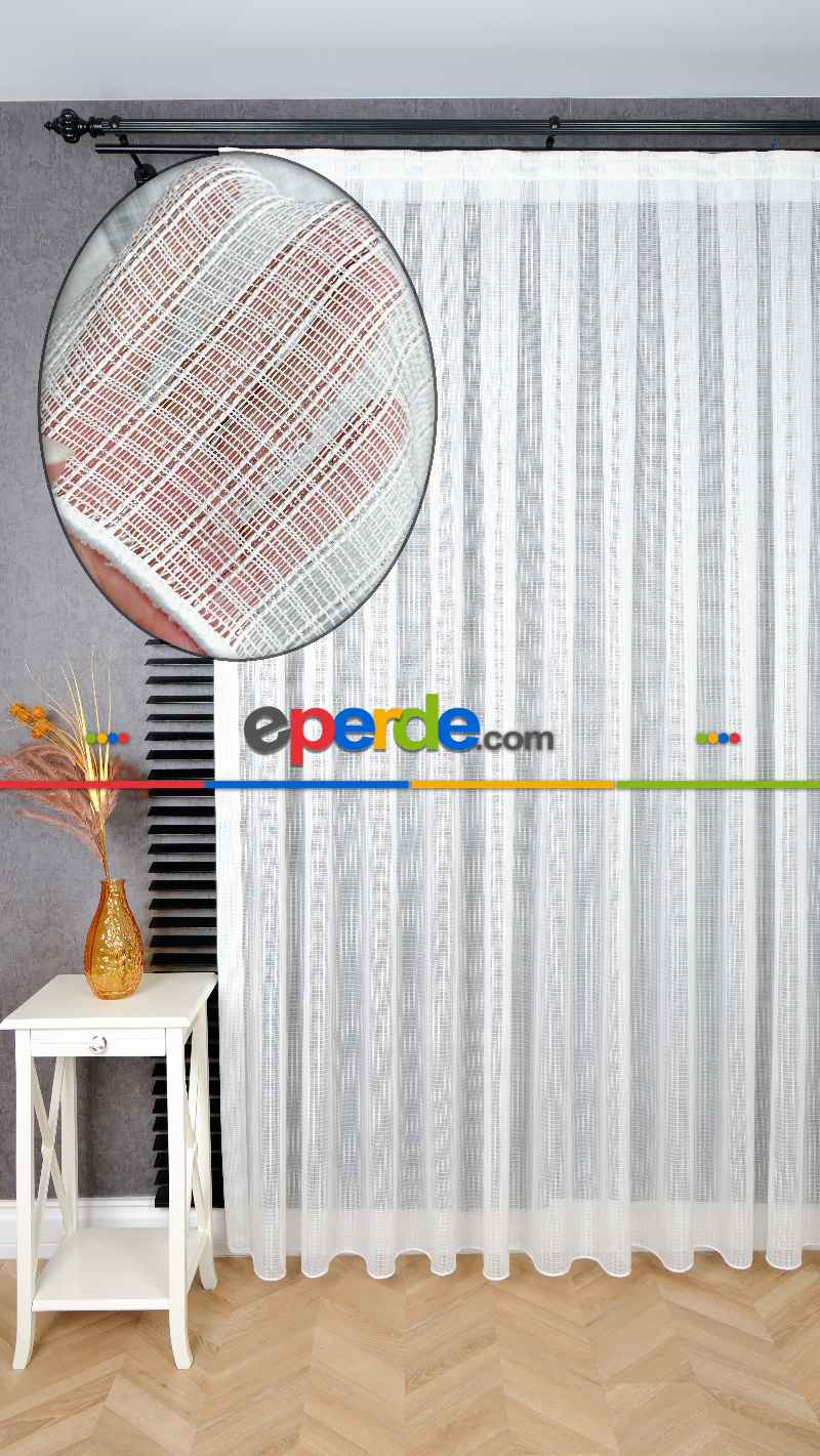 Simli Çizgili Modern Zarif Düz Tül Perde Mira Tül