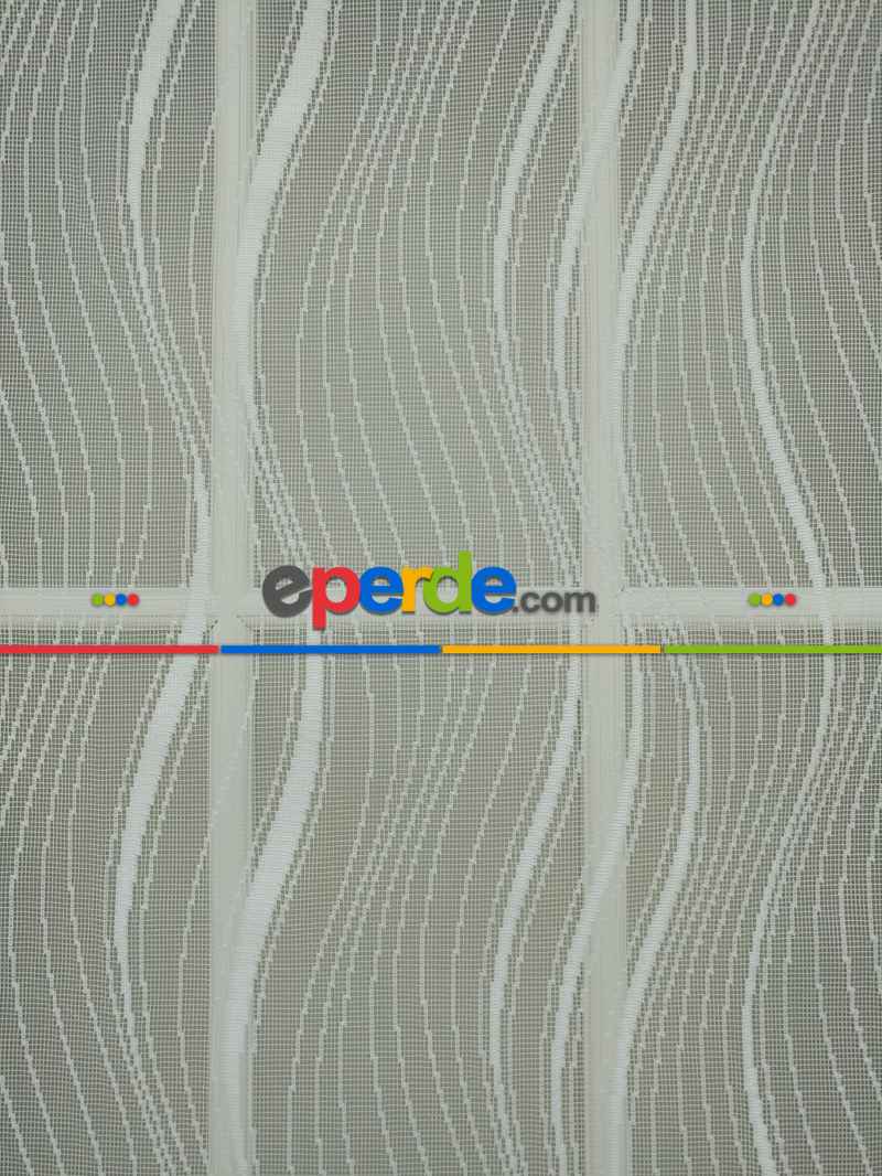 Mutfak - Çiftli Sistem Tül Ve Stor Perde - Su Yolu Desen- Krem Açık-ekru