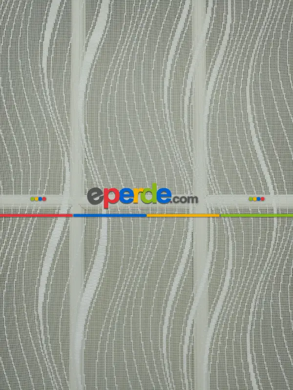 Brillant - Çiftli Sistem Tül Ve Stor Perde - Su Yolu Desen- Krem Açık-ekru