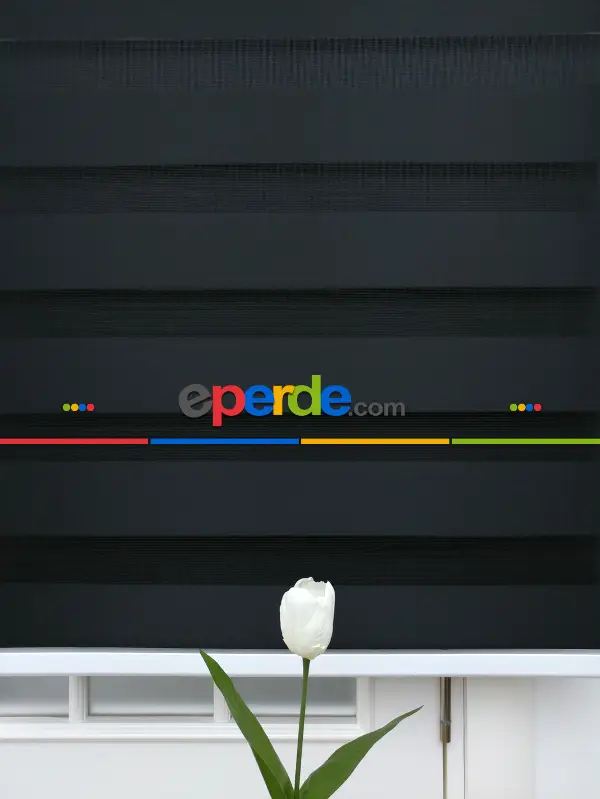 Zebra Perde - Düz Zebra Perde- Siyah