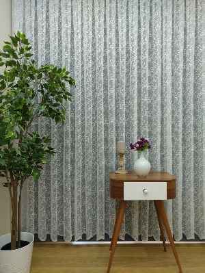 Zarif Sarmaşık Desenli Dantel Örme Tül Perde- Ekru