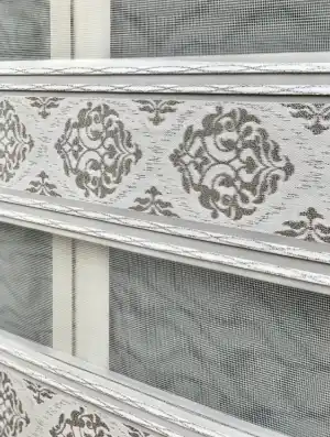 Gümüş Simli Damask Desenli 1. Kalite Zebra Stor Perde
