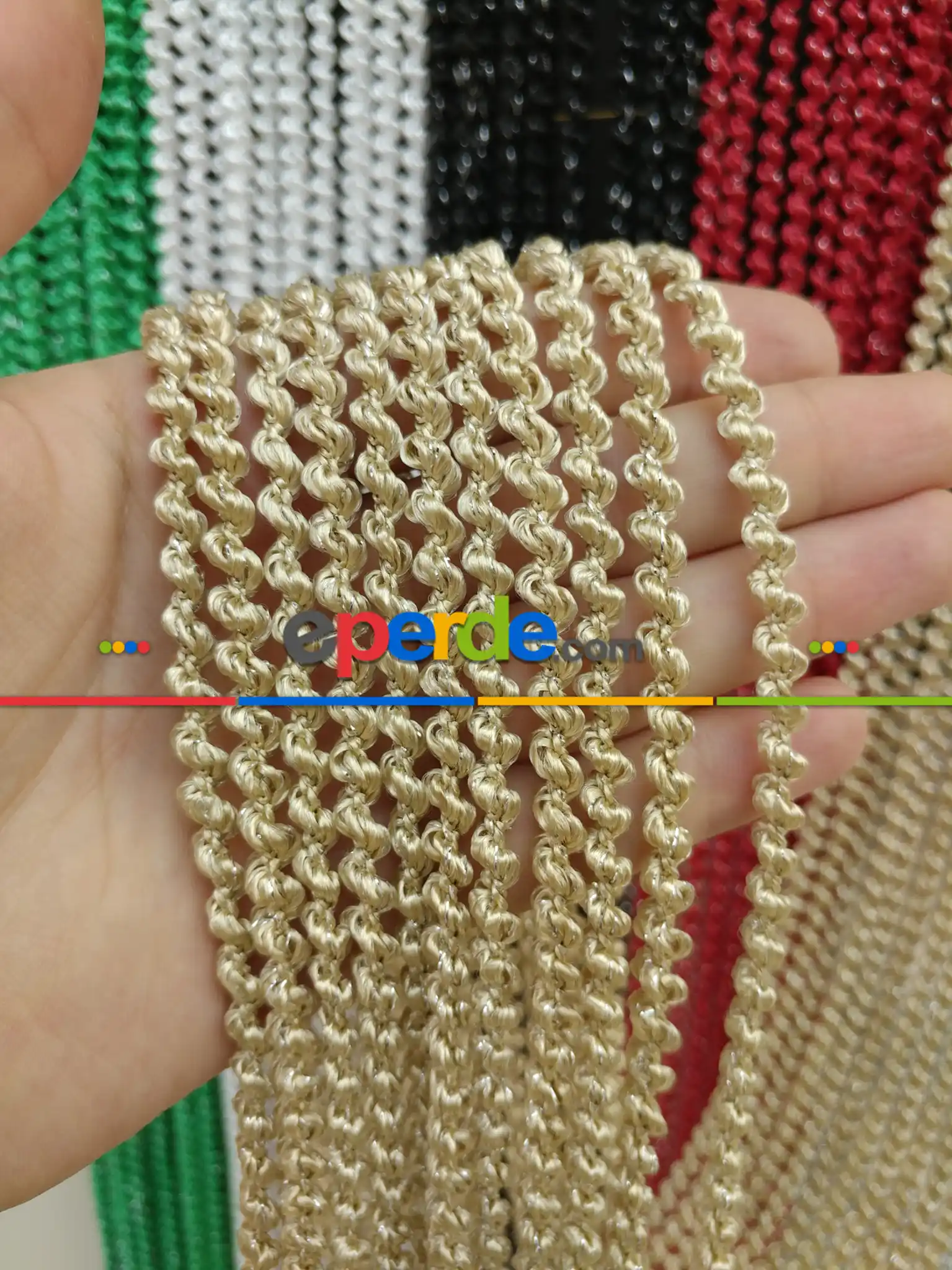 Bej Rengi İp Perde Bukle Serisi- Bej-gümüş