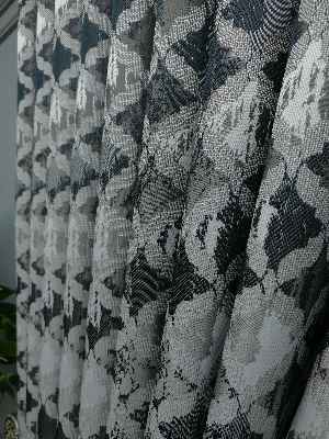 Gri Desenli Jakar Fon Perde (180)- Füme