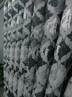 Gri Desenli Jakar Fon Perde (180)- Füme