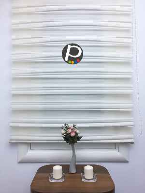 Dar Plise Zebra Perde - Krem- Krem