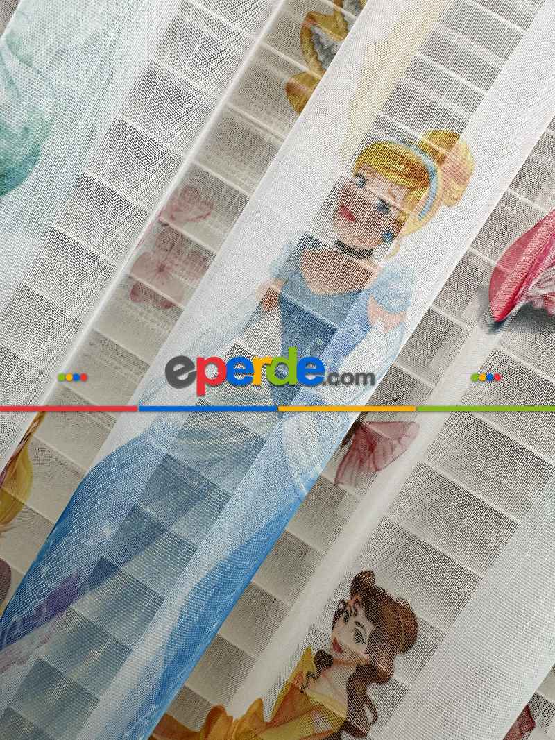 Disney Prenses Karakterleri Baskılı Tül Perde, Çocuk-bebek Odası, Premium Seri