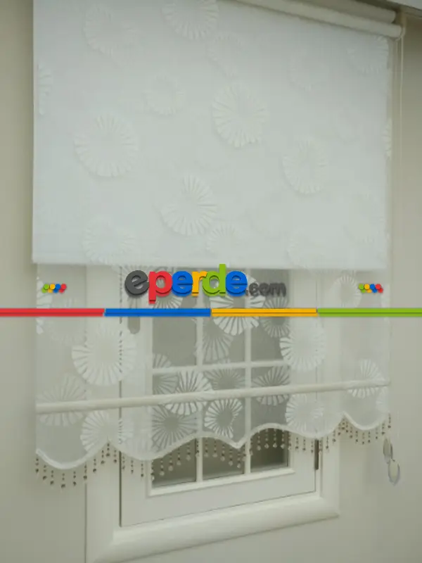 Örme Tül Stor Perde- Ekru