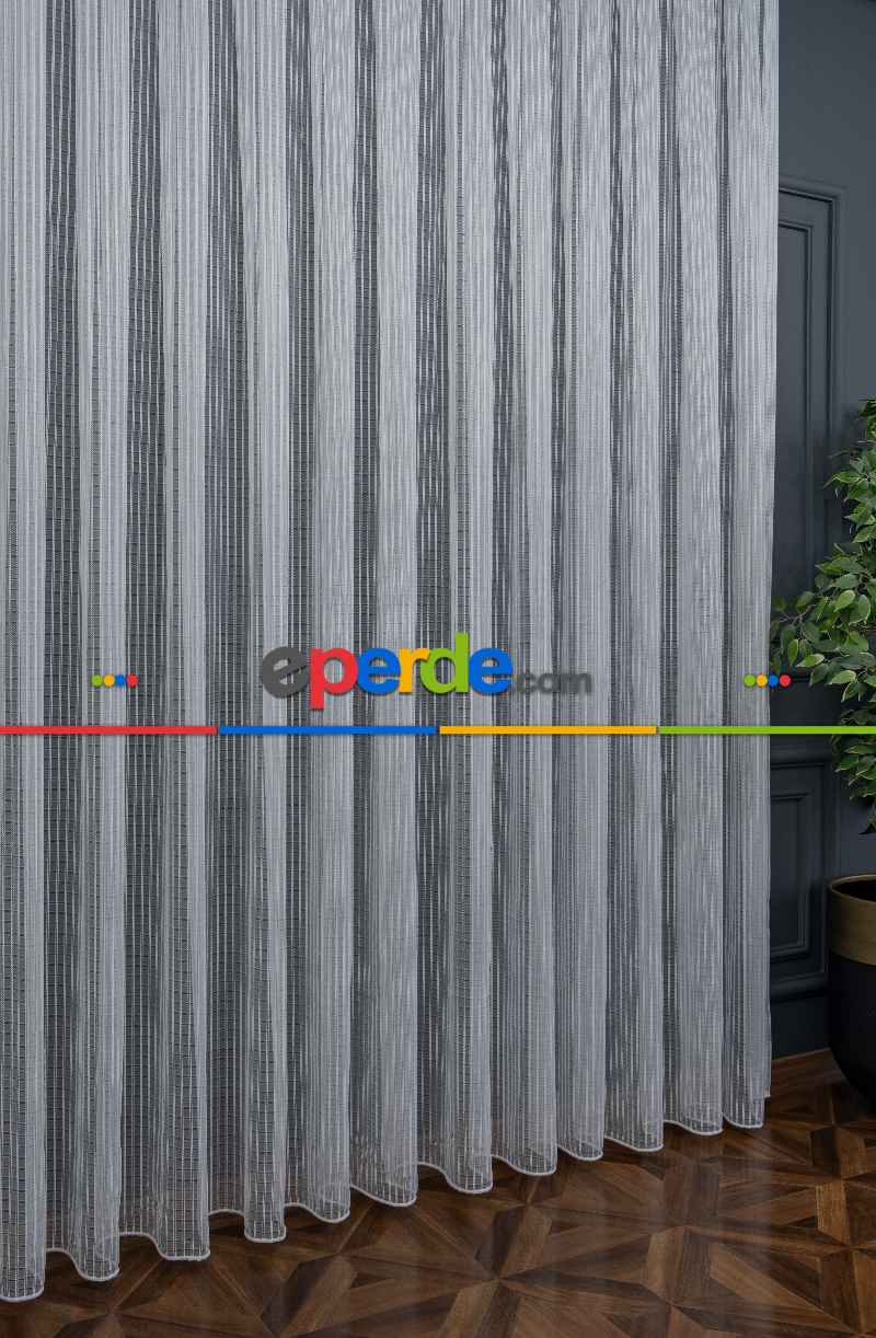 Mini Kare Gold Altın Tasarım Sırma Çizgili Tül