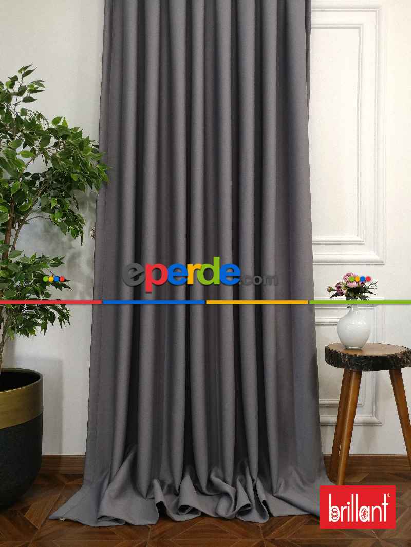 Brillant Karartma Blackout Koyu Gri Renk Fon Perde- Gri Koyu