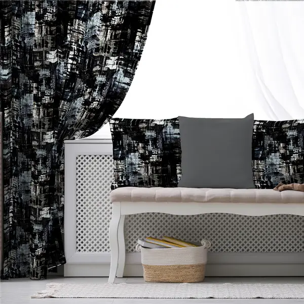 Oturma Odası Fon Perde Evim1504 Kumaşı Kalındır Duck Bezi Değildir- Mavi-beyaz