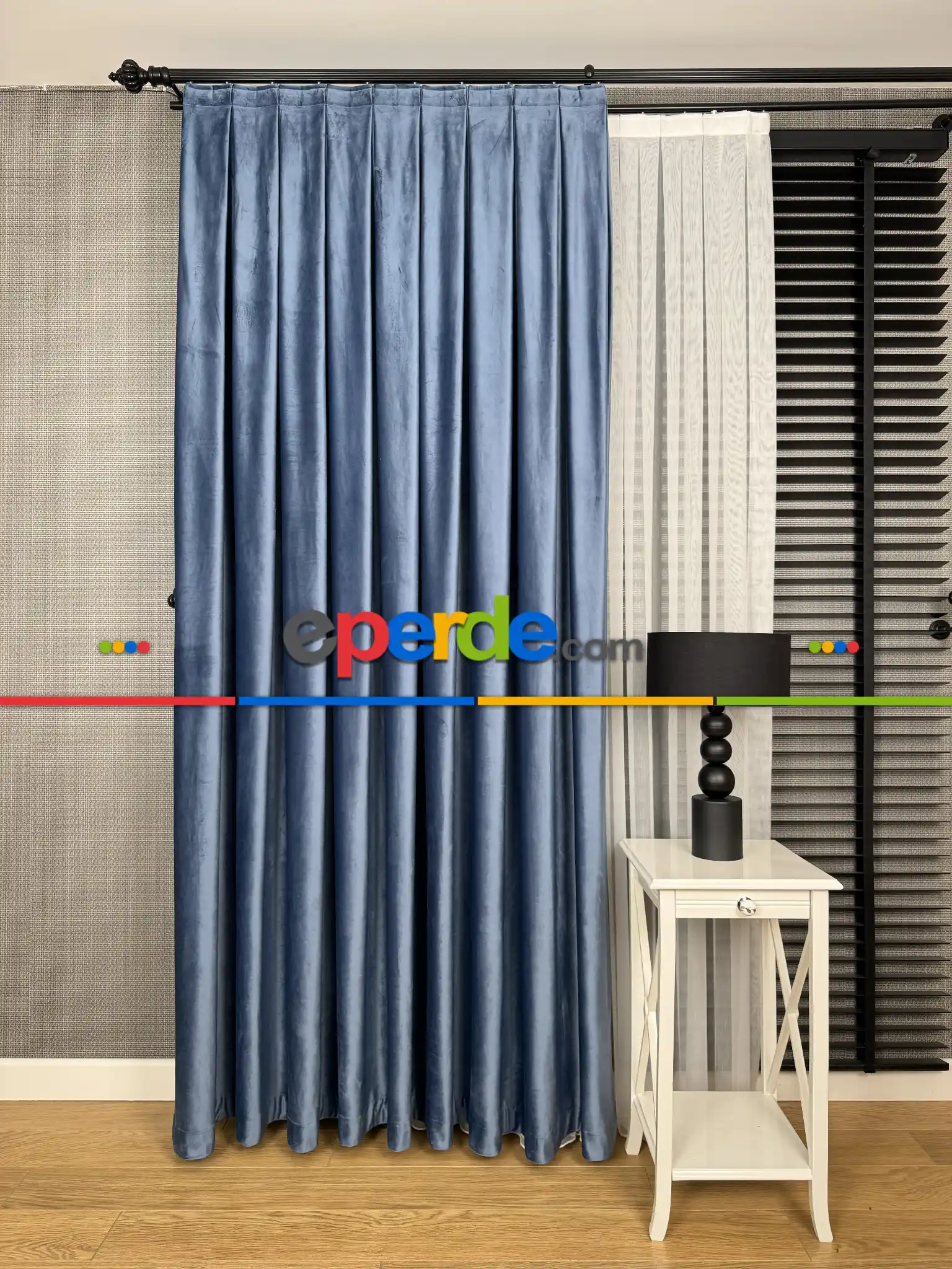 Mavi İthal Kadife Fon Perde, Premium Kalite Serisi Kadife Fon Perde