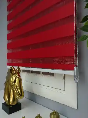 Perle Home Düz Kırmızı Zebra Perde