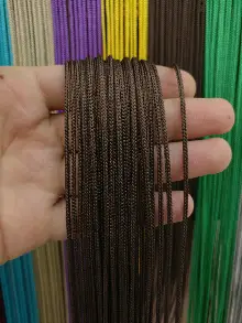 Mutfak İp Perde - Kahve Rengi İp Perde Kalın Zincir Serisi- Kahverengi