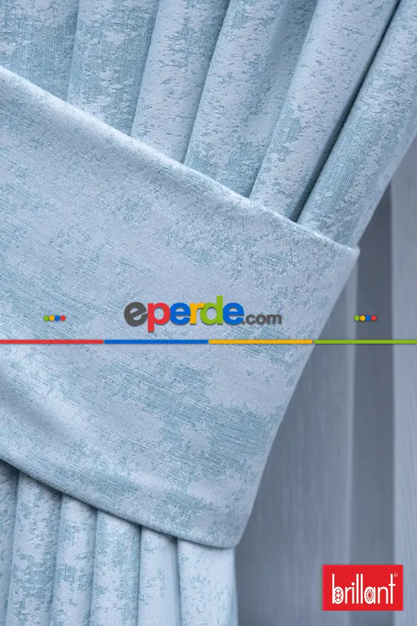 Brillant Jakar Fon Perde(dökümlü Fon )- Mavi Açık-mavi Doymamış