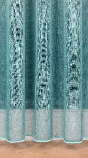 Keten Ekru Yeşil Degrade Geçişli Tül Perde, Ağır Gramajlı Premium Seri, Eteği Kurşunlu