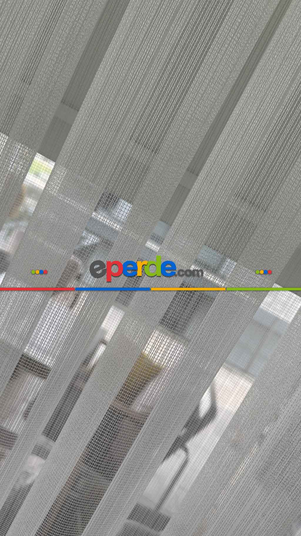 % 50 İndirimli Hazır Ölçü Çizgili Düz Tül - Ütü İstemez