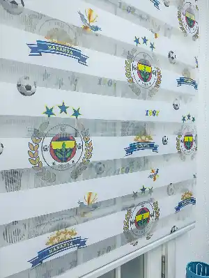 Genç Odası - Zebra Perde- Dijital Taraftar Baskılı Fenerbahçe Zebra Perde- Lacivert-sarı
