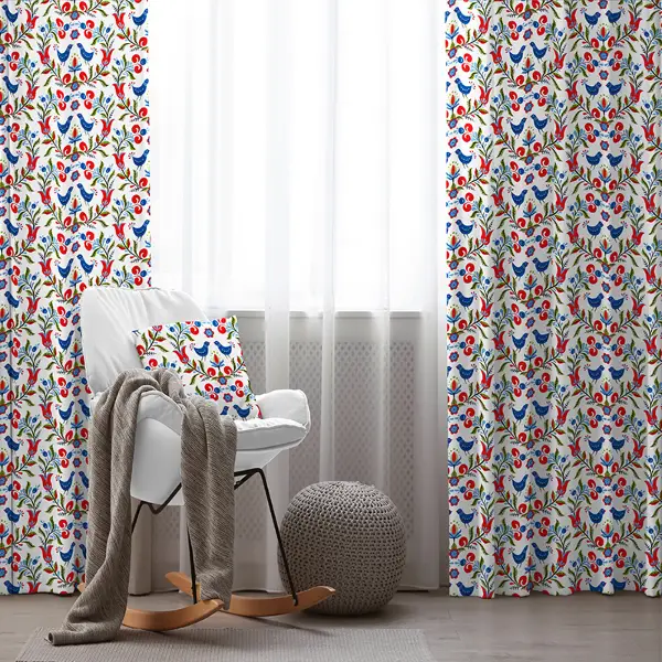 Kuş Desenli Fon Perde Evim230 Kumaşı Kalındır Duck Bezi Değildir- Mavi-beyaz