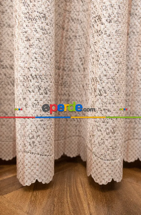 Yatak Odası - Modern Bej Rengi Degrade Geçişli Tül - Örme Dantel Tül