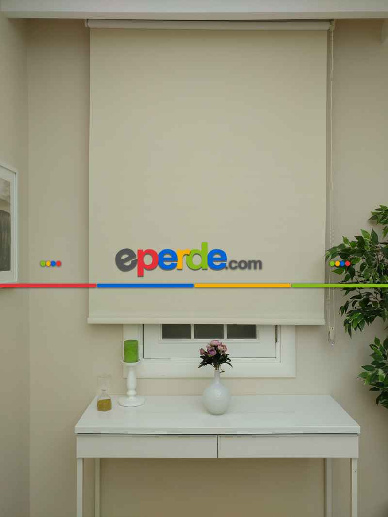 Stor Perde Karartma Blackout (pvc Kaplama) Kalın Dokulu- Krem Koyu