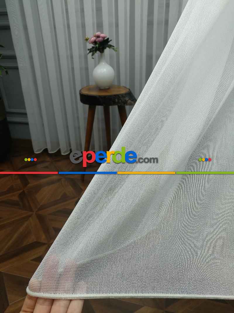 Düz Tül - Zemin Efektli Tül - Zırh Tül - Ütü İstemez- Ekru