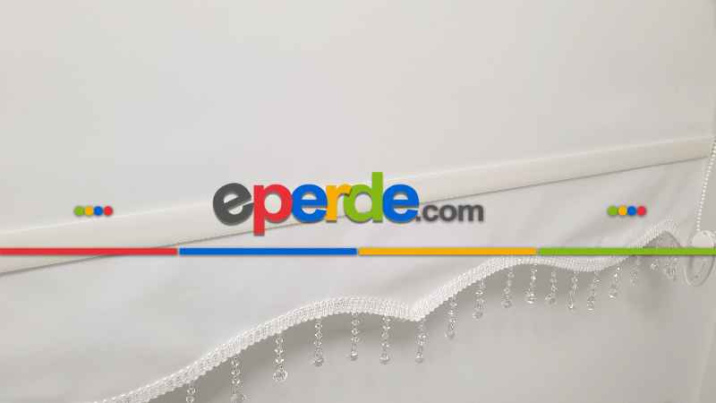 Brillant Kristal Boncuklu Stor Perde- Beyaz-krem-ekru