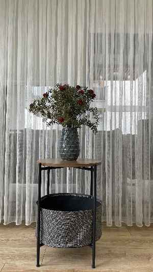 Mutfak - Düz Çizgili Tül - İnci Tül - Dönergücü- Ekru