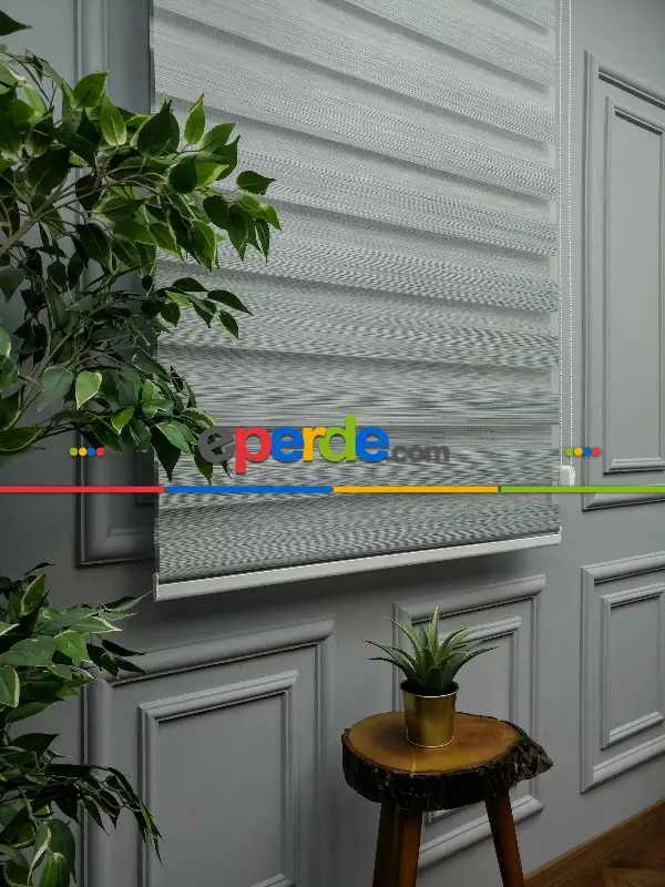 Salon Zebra Perde - 2021 Sezonu - Zebra Perde - Bambu Zebra Perde- Siyah