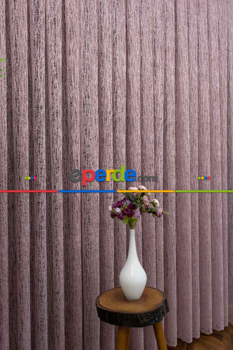 Yeni Tasarım Moda Cam Kırığı Örme Tül Perde Pudra - Pembe