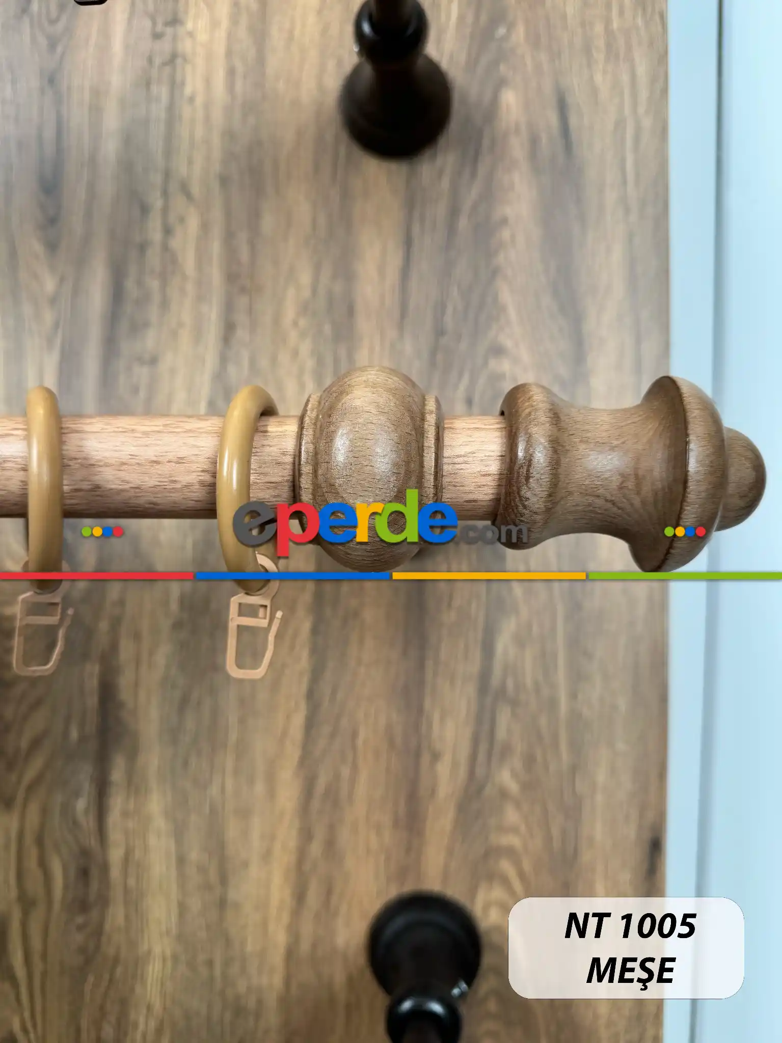 Meşe Raylı Veya Raysız Plastik Halkalı Rustik Perde Askısı