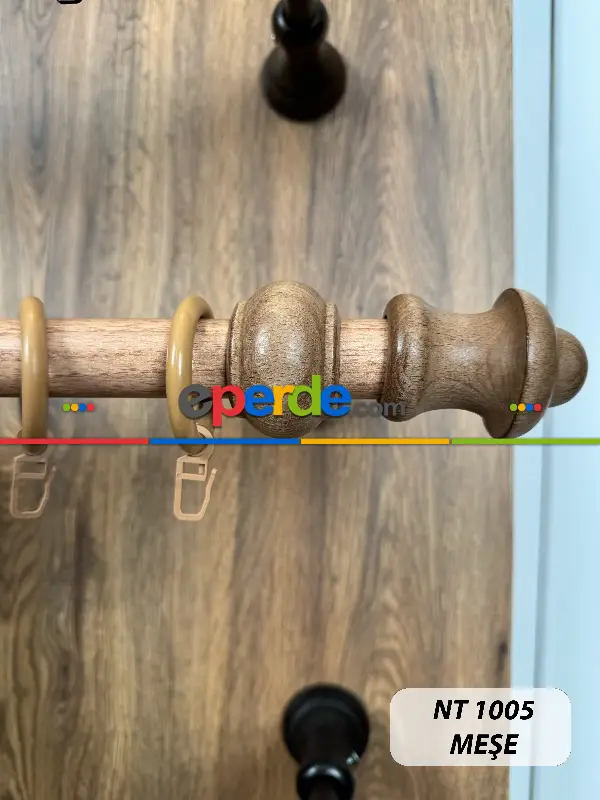 Meşe Raylı Veya Raysız Plastik Halkalı Rustik Perde Askısı