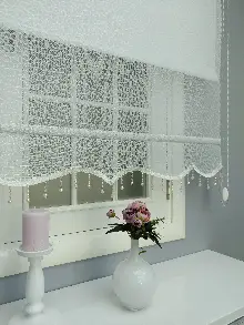 Mutfak Tül Stor Perde - Çiftli Sistem- Krem Açık