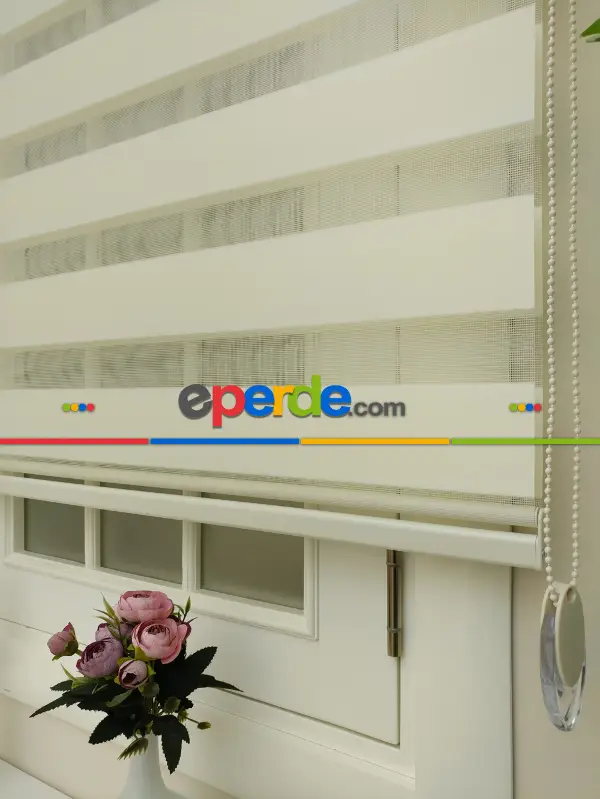 Salon Zebra Perde - Zebra Perde -düz Krem Renk Zebra (kalın Doku Zeminli)- Krem