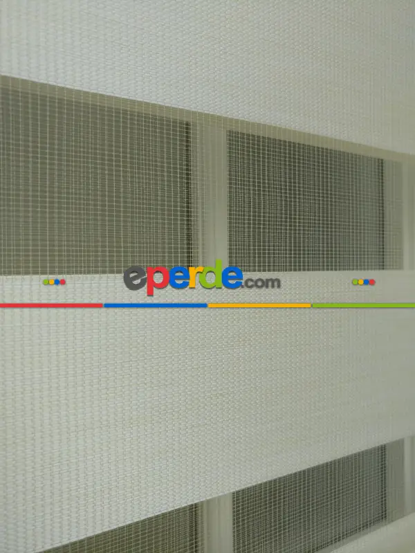 Krem - Ekru Renk Bambu Zebra Perde (kalın Zeminli)- Krem-krem Açık