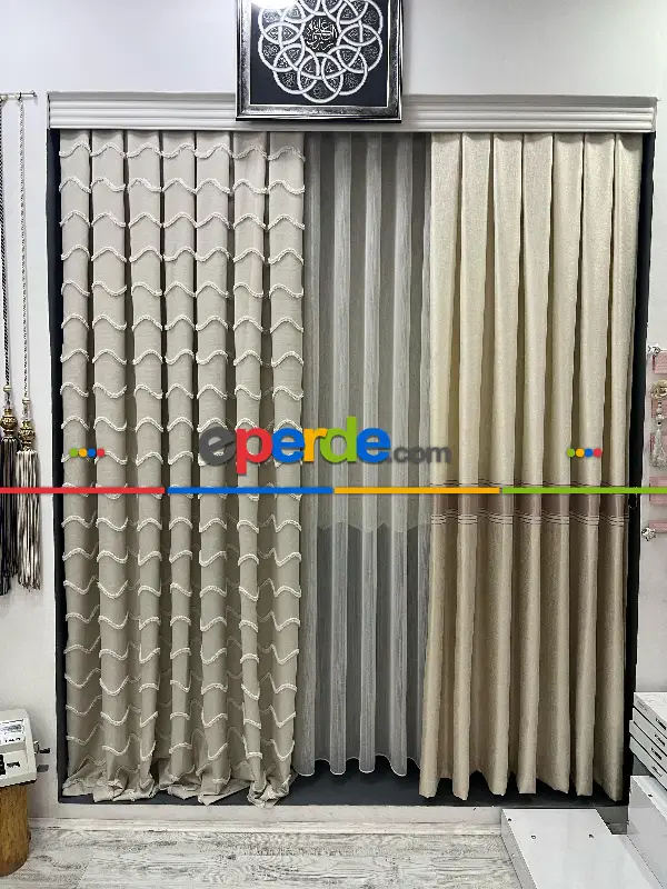 Yatak Odası - Sultan Desenli Keten Fon Perde - Antrasit