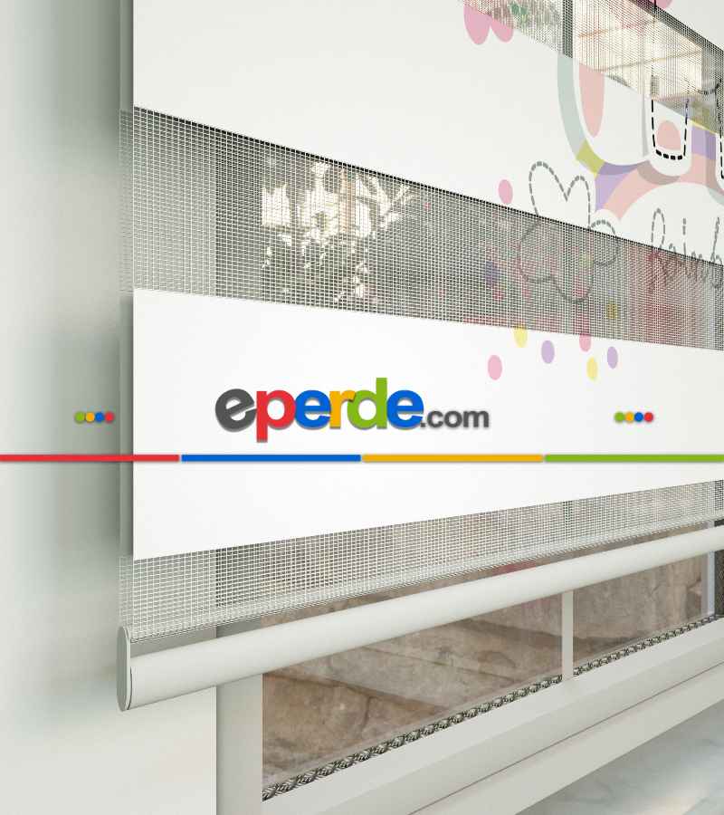 Unicorn Desenli Özel Baskılı Zebra Perde- Çok Renkli