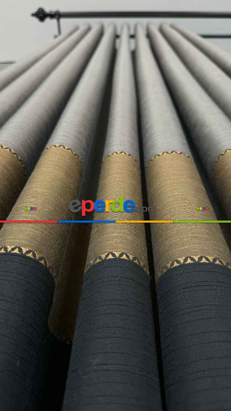 Altın Antrasit Gri Kombinli Jakar Dokuma, Premium Kalite Serisi Ağır Gramajlı